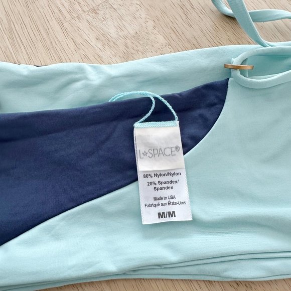 NWOT L*Space Dani‎ Color Block Top Blue  M Swim Bikini Swimsuit - Picture 4 of 8